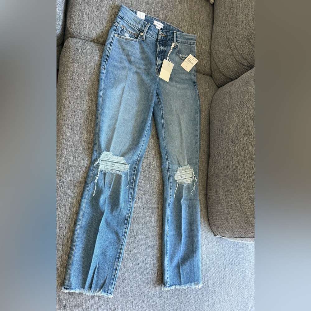 Good American Blue Skinny Distressed Jeans